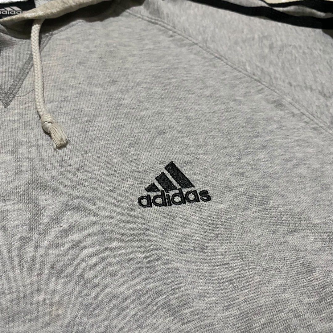 Adidas climate three stripe grey hoodie