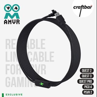 AMVR Upgraded 18W Link Cable (5m) with Separate Charging Port (Copper-Core USB 3.2 Gen1 USB-A to USB-C) | craftbarPH