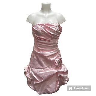 BRAND NEW SQUERADE light pink gown dress ruched blush strapless tube prom event formal cocktail flower floral