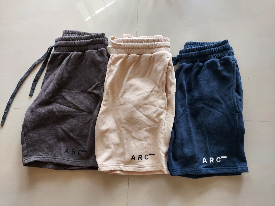 Bundle 3x ARC 100 cotton men club shorts sweatshorts grey blue beige