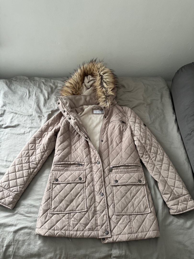 Calvin klein winter coat with fur hood store