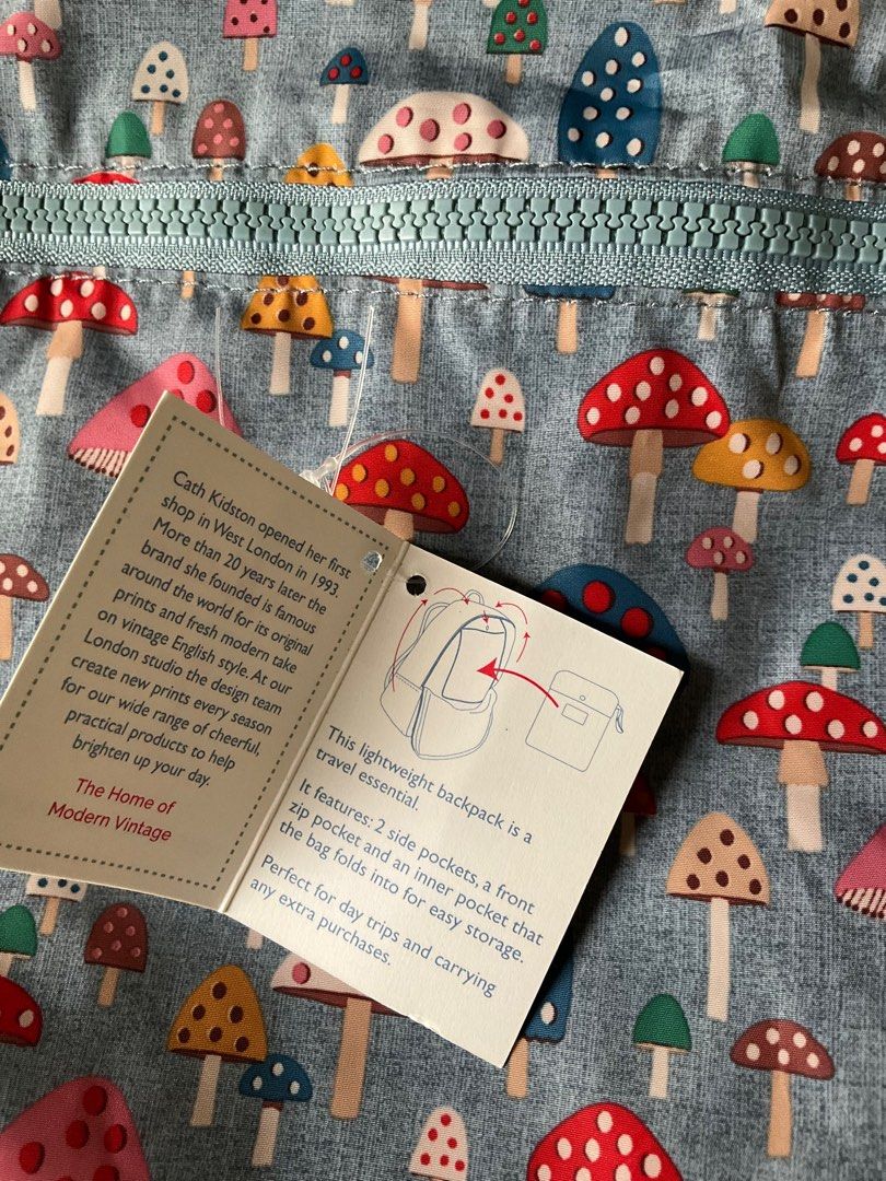 Cath Kidston Foldaway Backpack Mushroom Women s Fashion Bags Wallets Backpacks on Carousell