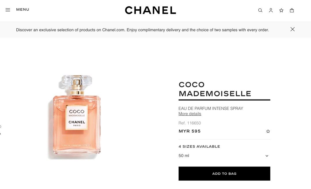 Chanel coco mademoiselle eau de parfum intense online spray 50ml
