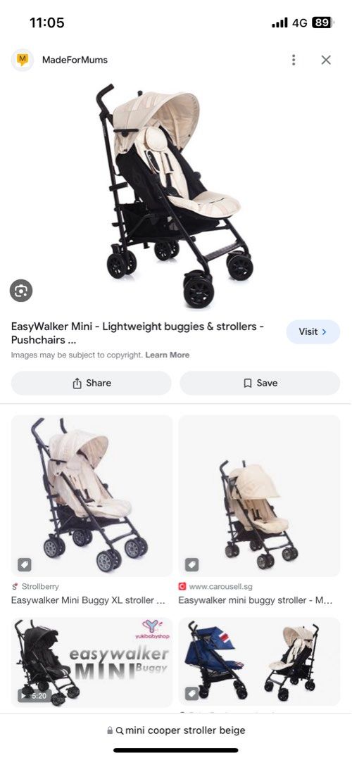 Easywalker mini Mini Cooper in beige easy to clean used less than 5 times Babies Kids Going Out Strollers on Carousell