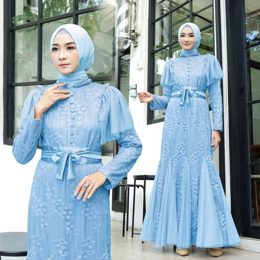 Ec Dress Maxi Gamis Flora Hijau Olive l atasan fashion baju dress