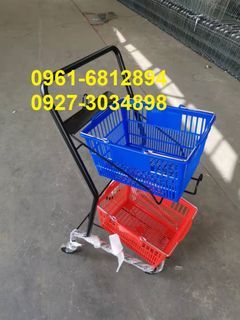 Grocery Basket Pushcart Supermarket Trolley Shopping Push Cart DOUBLE LAYER BASKET TROLLEY (NEW)