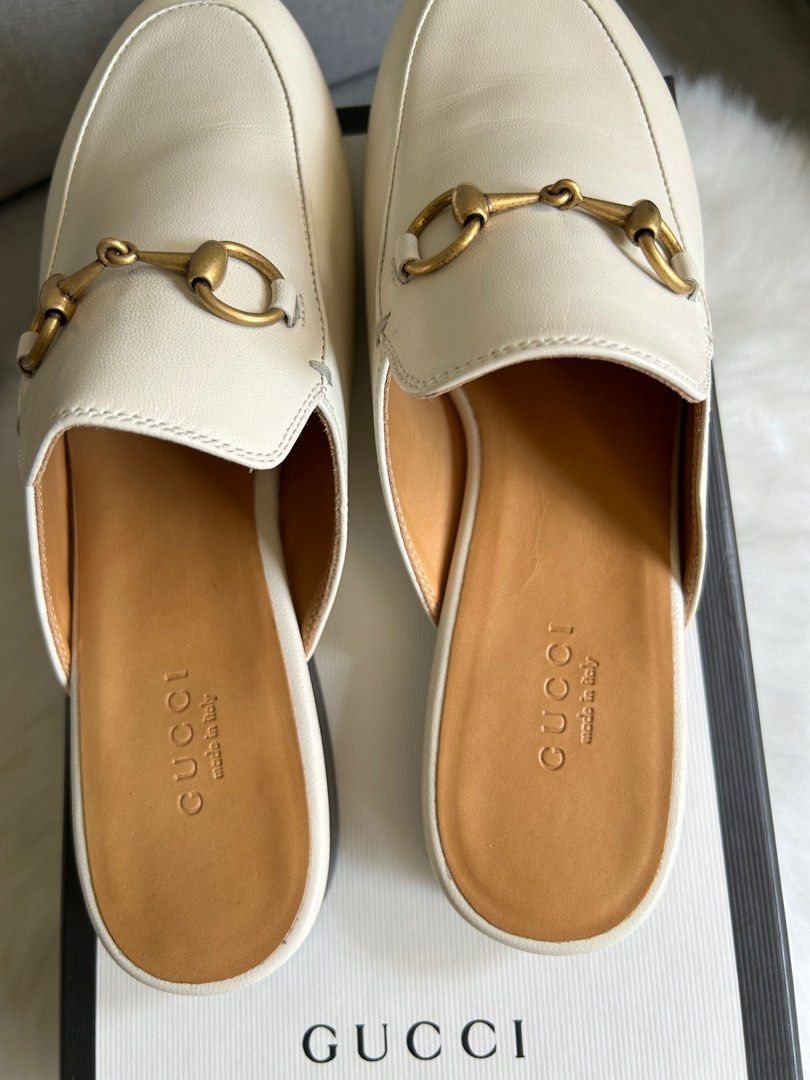 White gucci princetown slippers online
