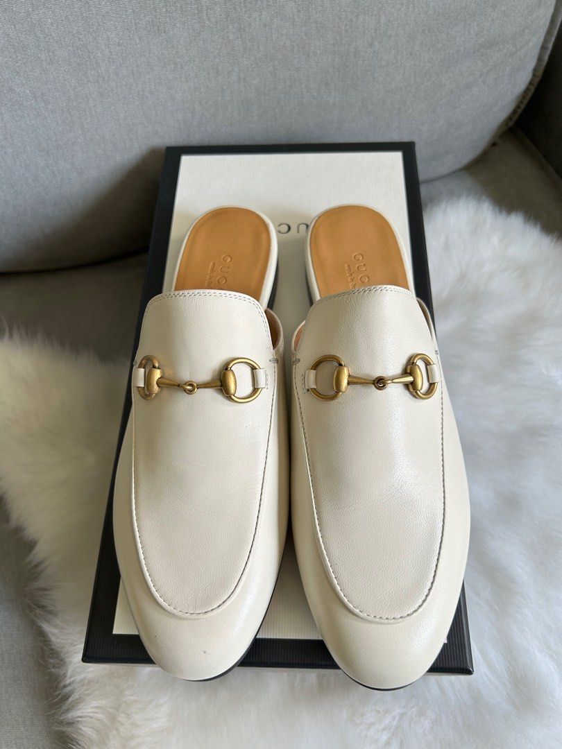 Gucci Princetown leather White Women s Fashion Footwear Loafers