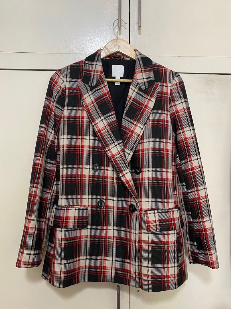 H and m plaid sale blazer