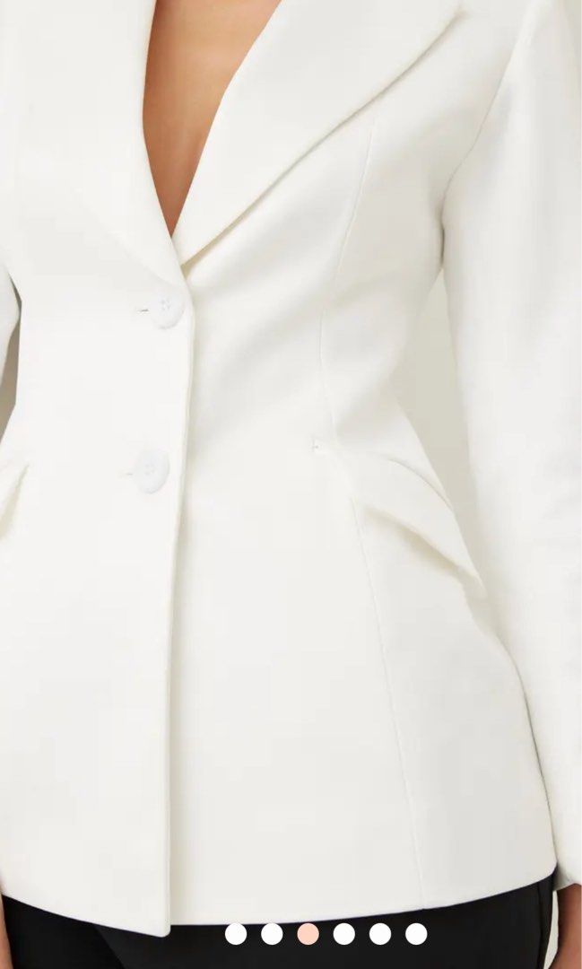 Love bonito Cosima Padded Satin Peplum Blazer white
