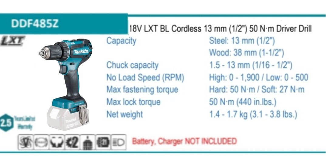 Makita ddf485z 18v shop