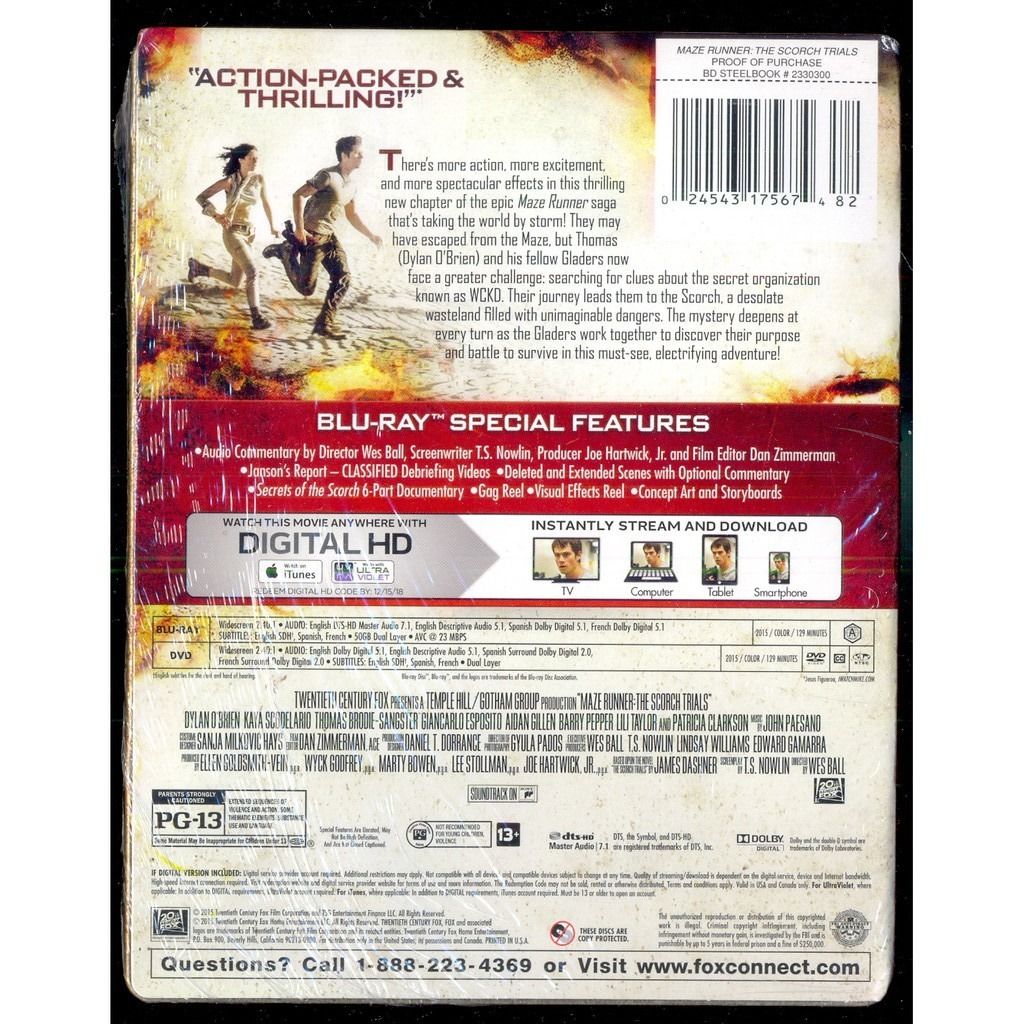 Maze Runner - The Scorch Trials - New Blu-Ray Steelbook, Hobbies & Toys ...