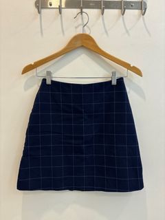 MONKI Navy Patterned A Line Skirt Size 34