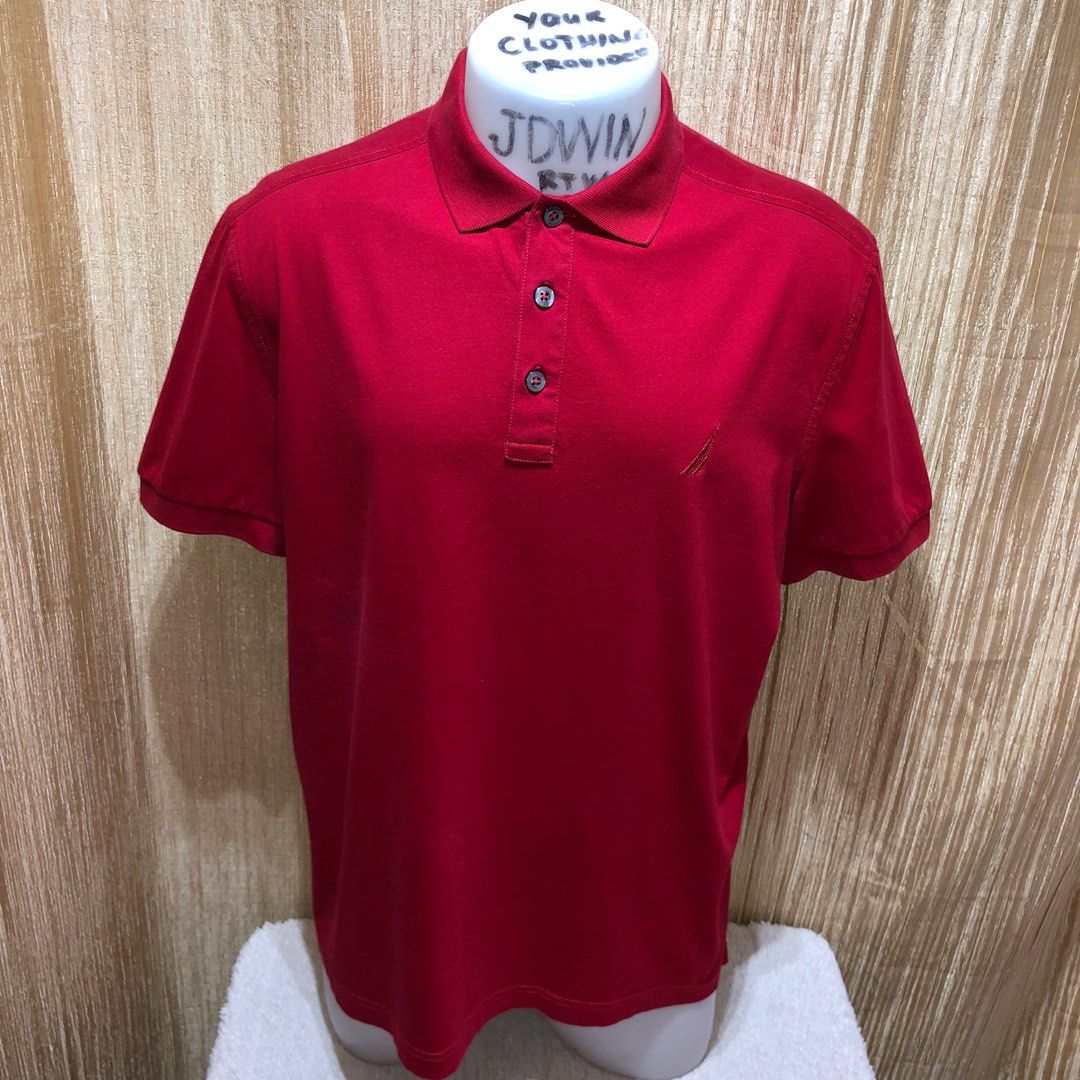 Nautica Polo Shirt Mens Large Short Sleeve Classic Fit Logo Red