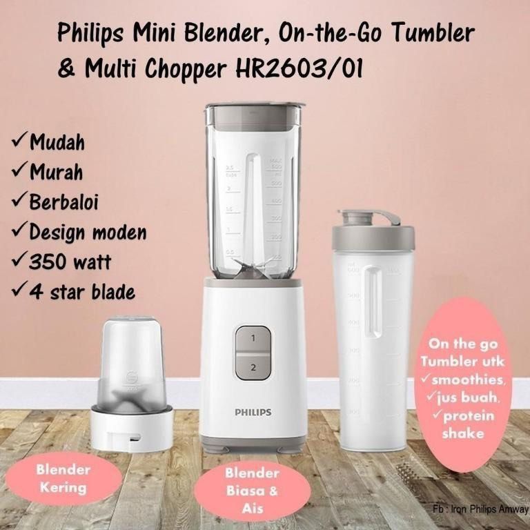 PHILIPS Mini Blender On the Go Tumbler Multi Chopper 3 in1