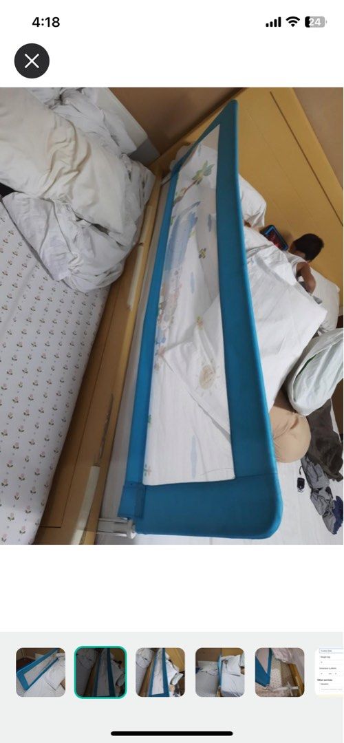 Preloved Bed Rail (Category: Bed Guards) located in Quezon City. Submitted by gudvibez (Listing ID 1286705774, Image 1). Description: no flaws king size approx length 70 inches. approx height 23 inches. 76cm x 23cm x 20cm approx 5 kg.