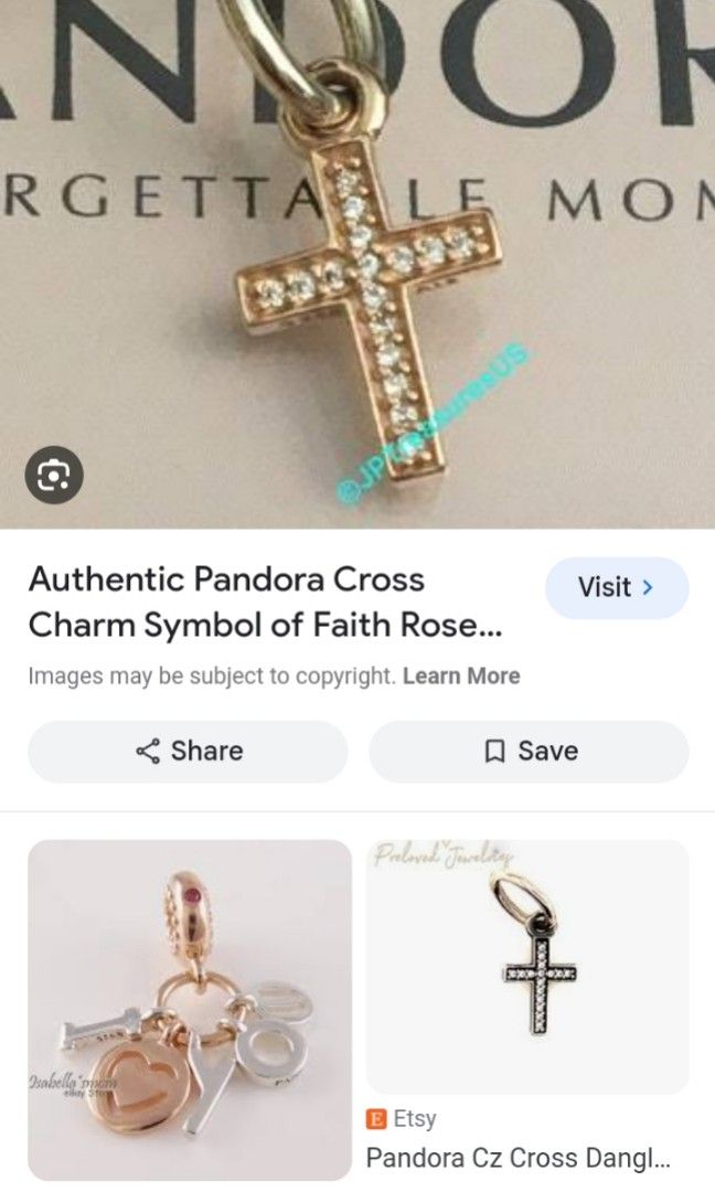 Preloved pandora symbol of faith dangle charm Women s Fashion Jewelry Organizers Charms on Carousell
