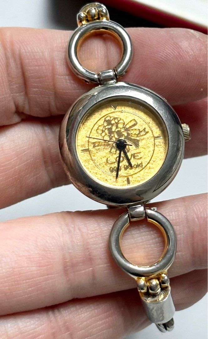 580 Rare Edition 999.9Gold Vintage Osirock Quartz Watch Japan movt