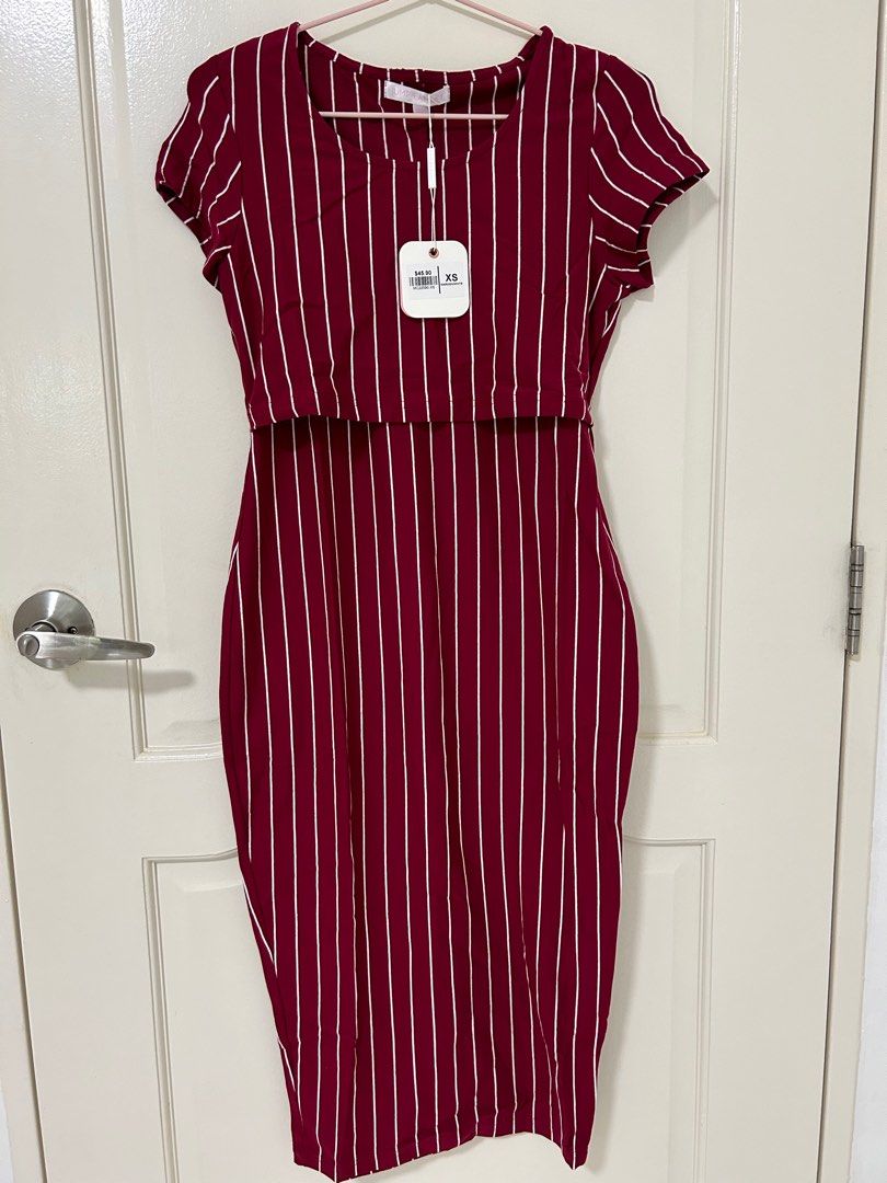 Red breastfeeding dress cheap