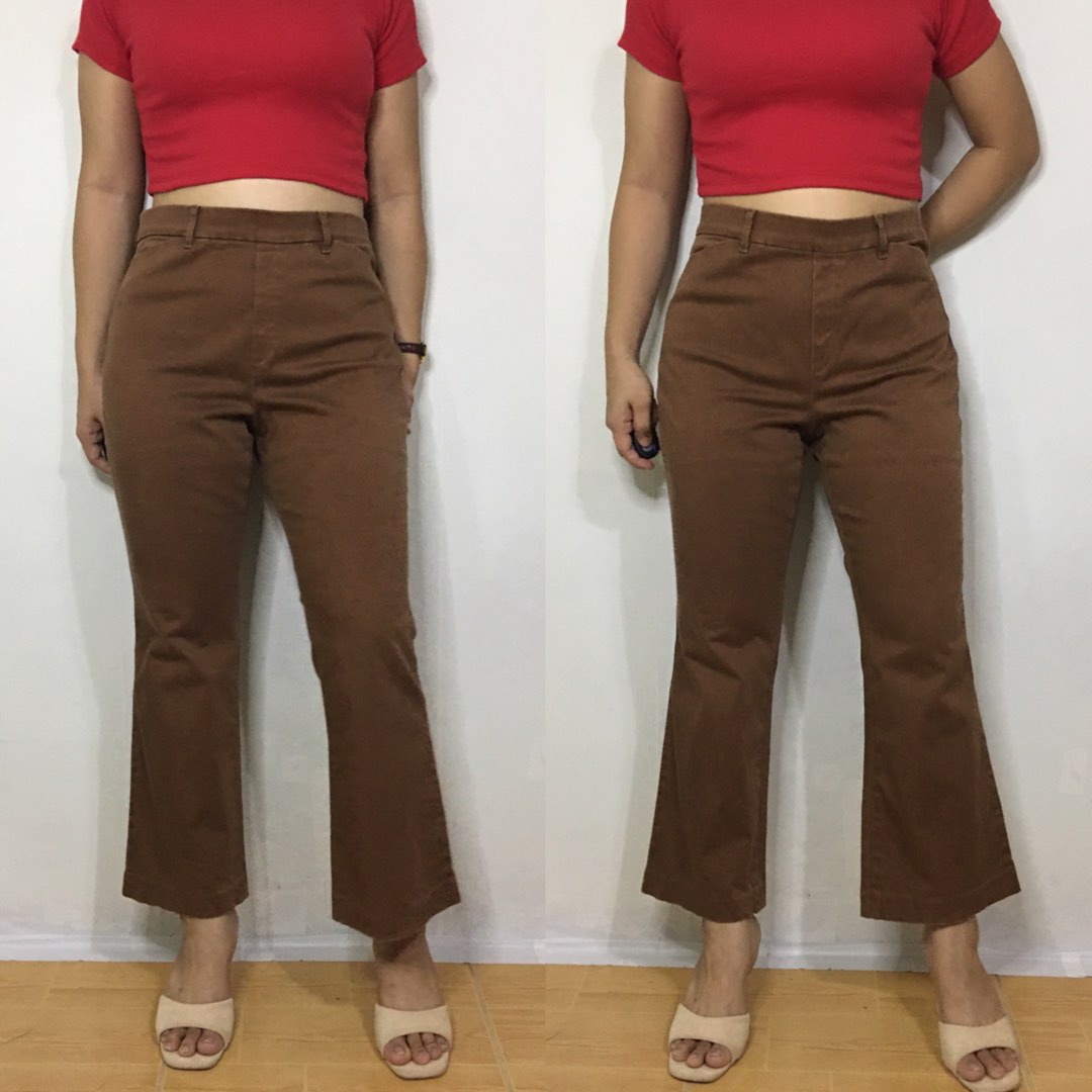 brown flared pants, Women's Fashion, Bottoms, Other Bottoms on