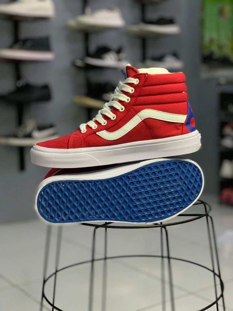 Vans Sk8 Hi Red And Blue Vans SK8-HI 1966, Fesyen Pria, Sepatu