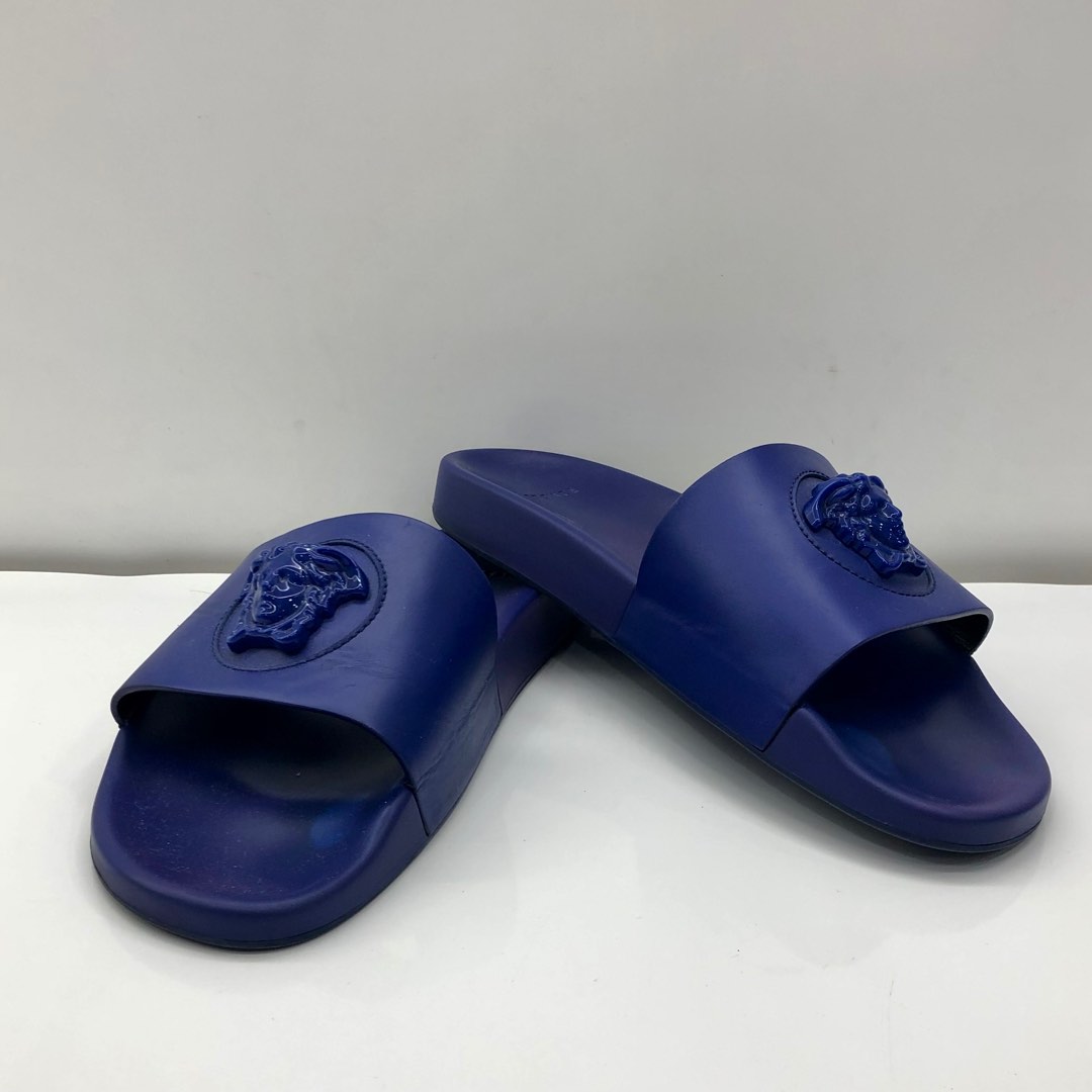 Blue versace slippers best sale