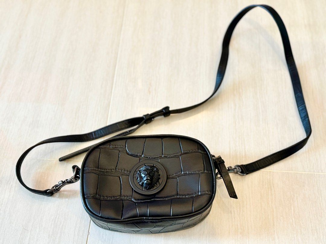 VERSACE Lion Head printed leather camera bag