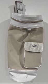Vintage Nike 18" White Cream Golf Style Shoulder Strap Flap Pocket Duffle Bag