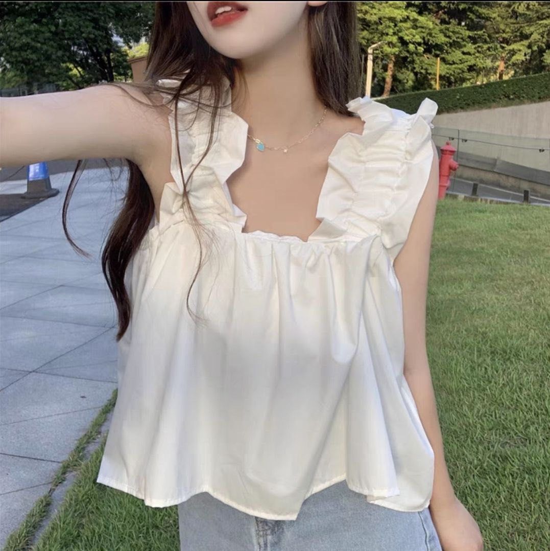 White Lacey Babydoll Top with Ruffle Sleeves – The Trendy Side