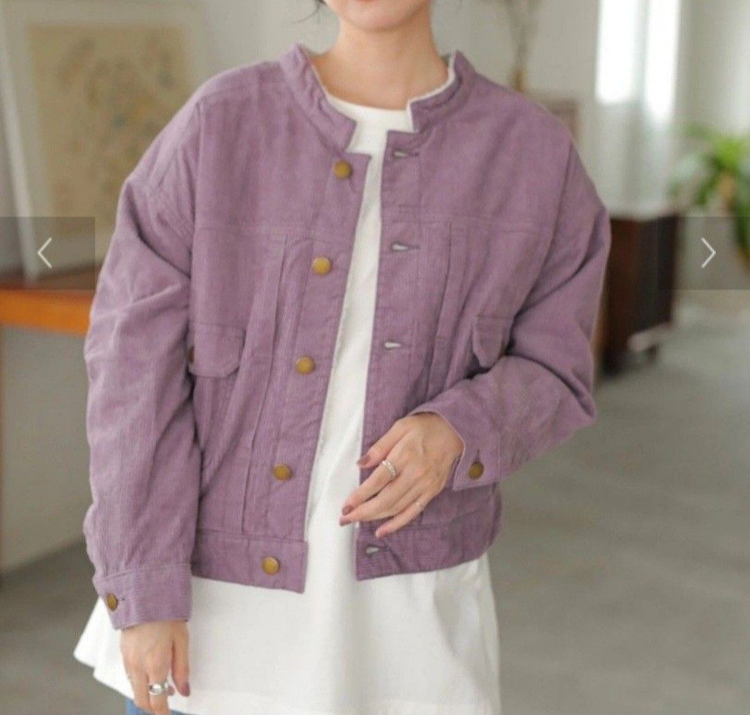 Women Winter Corduroy Jacket with Lining (Category: Coats, Jackets and Outerwear) located in Quezon City. Submitted by tinyfolks (Listing ID 1286714399, Image 2). Description: with Sherpa lining with front pockets no hood from Japan free size dimensions when laid flat: 22 1/2 inches (pit to pit / width), length is 19 1/2 inches RFS: Decluttering.
