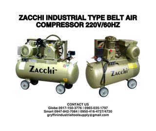 ZACCHI INDUSTRIAL TYPE BELT AIR COMPRESSOR 220V/60HZ