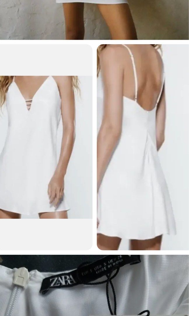 Zara white satin slip dress cheap