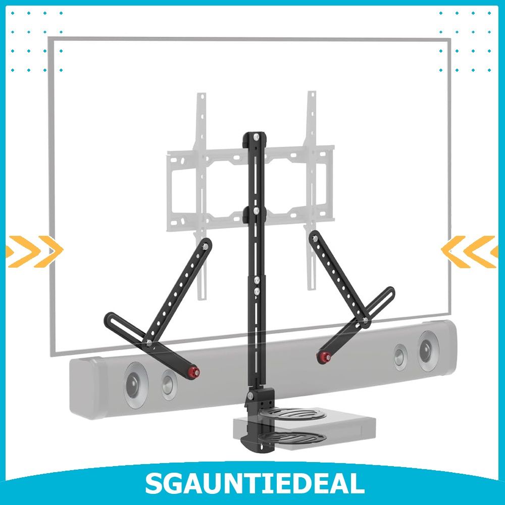 Barkan Universal Soundbar Mount A V Shelf Adjustable Bracket for Mounting Above or Under The TV Sizes 13 80 inch Fits Most of Sound Bars Up to 14