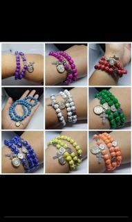 Beautiful colorful cross beads St. Benedict protection rosary string bracelet