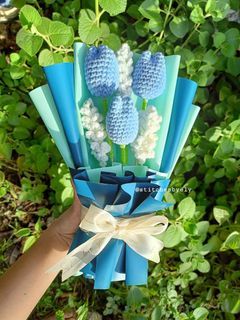 Blue Pastel Tulip Flower Crochet Valentine's Day Speci