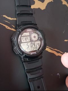 Casio Men's World Time Digital Sport Watch, Black/Gold AE1000W-1A3V 