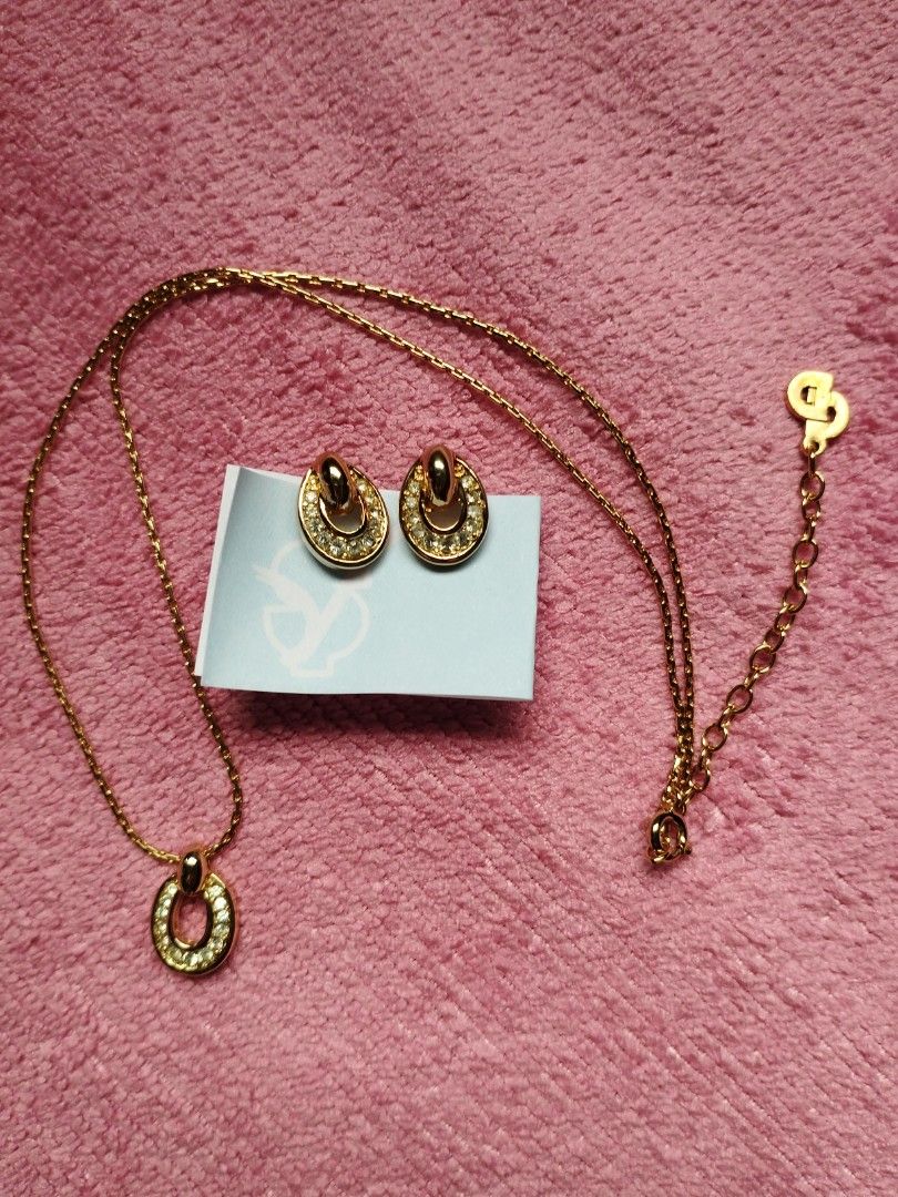 Christian Dior Vintage CD Plated with Crystal Logo Necklace