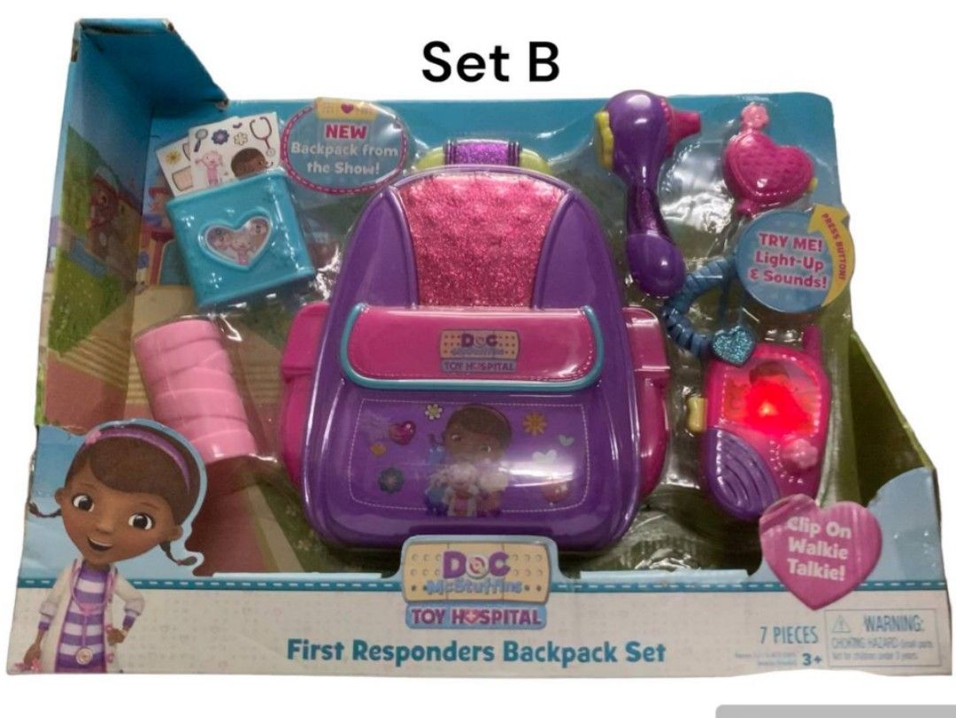 Doc McStuffins toy hospital First responders Backpack set, Hobbies ...