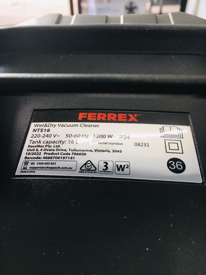 Ferrex 16L Wet & Dry Vacuum Cleaner 1200W, TV & Home Appliances, Vacuum ...
