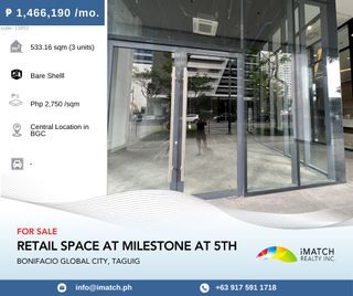 For Sale: 3 Units Retails Space at Milestones at the 5th, BGC, P1.47M