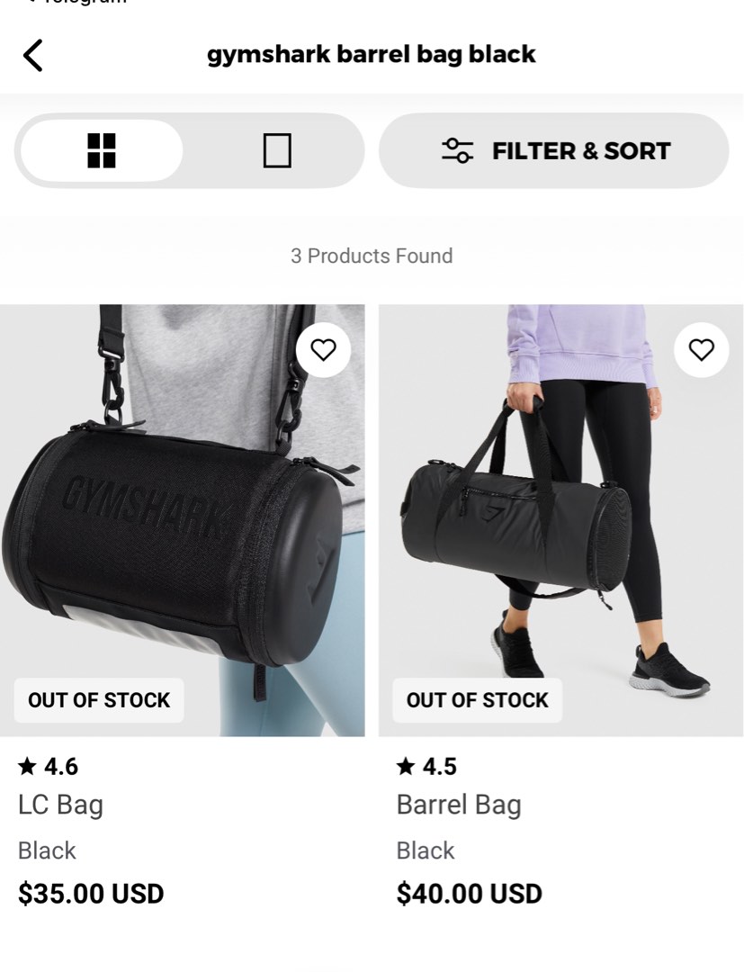 Gymshark barrel bag black Sports Equipment Other Sports
