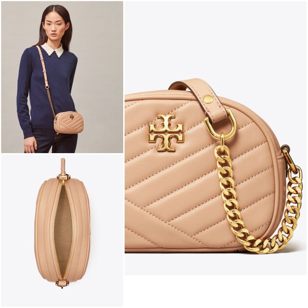 IN STOCK Tory Burch Kira Chevron Small Camera Bag Devon sand