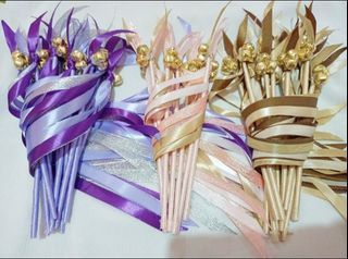 Jillfinds 1x Wedding Wand with 2 Bells & 3 Ribbons for Wedding Birthday Party Decoration Accessories