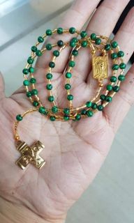 Made in Vatican Rome beautiful malachite rosary necklace