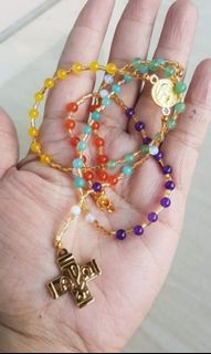 Made in Vatican Rome colorful agate rosary necklace