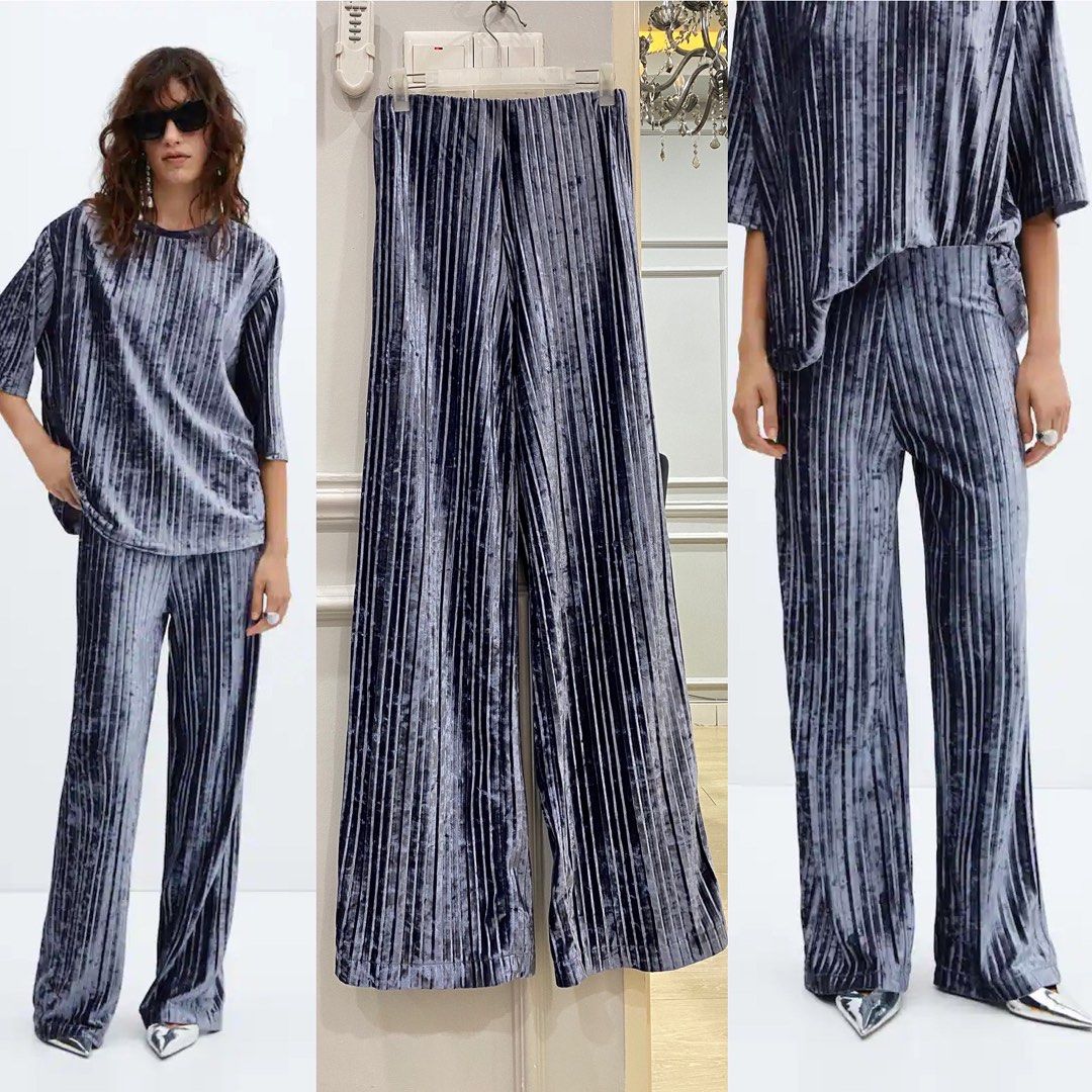 MANGO PLEATED VELVET PANT Women s Fashion Bottoms Other Bottoms on Carousell