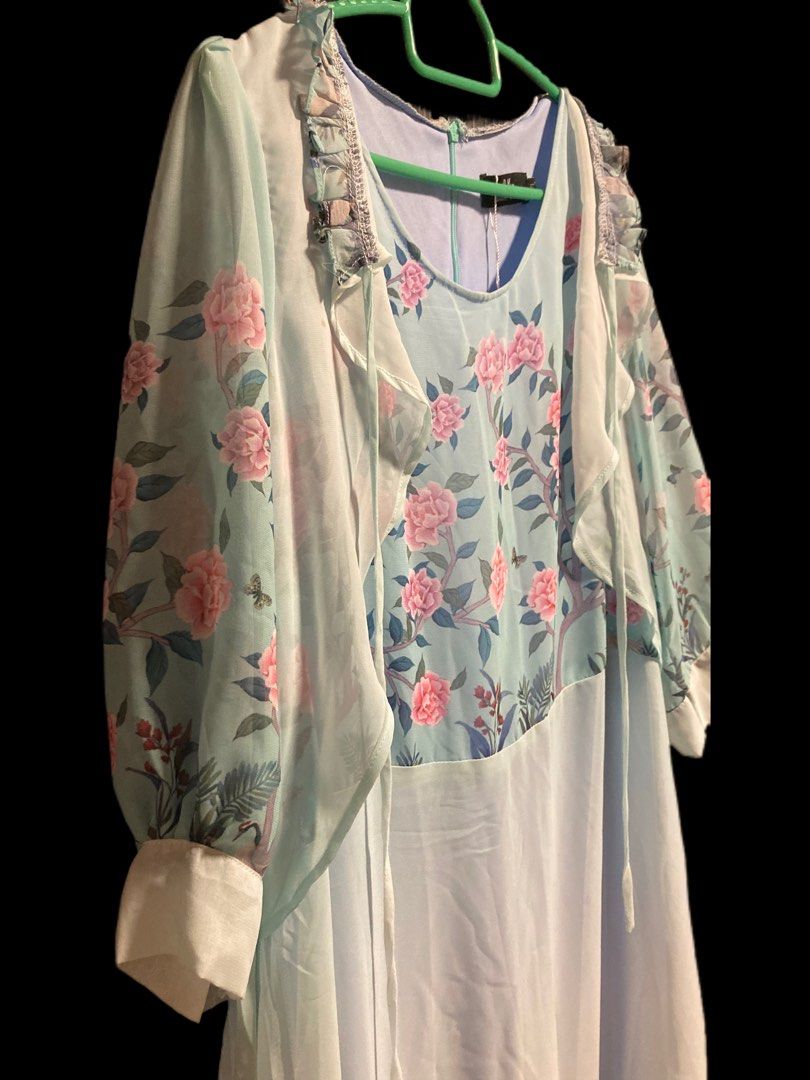 Mint Green Teal Chiffon Sheer Dress Women s Fashion Dresses
