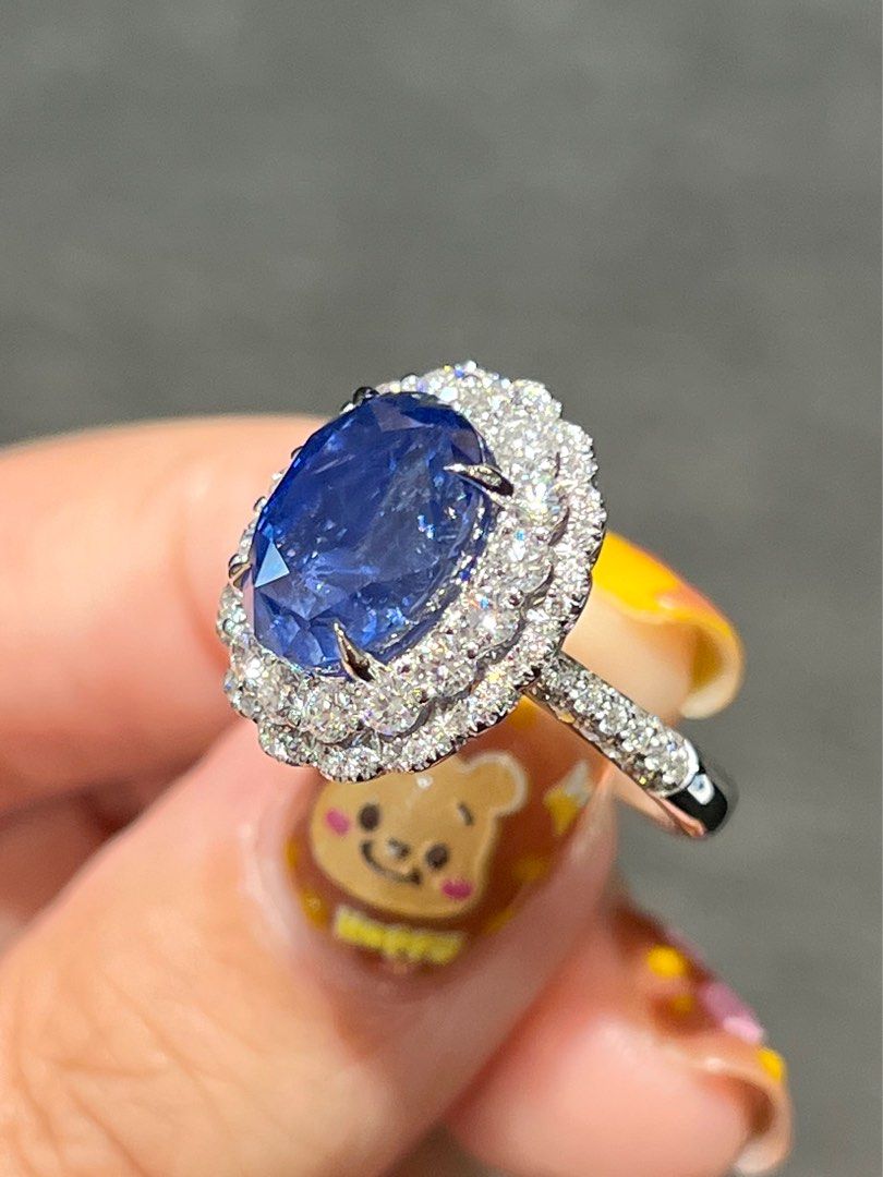 Natural Unheated Blue Sapphire Ring 7.26ct Set With Natural