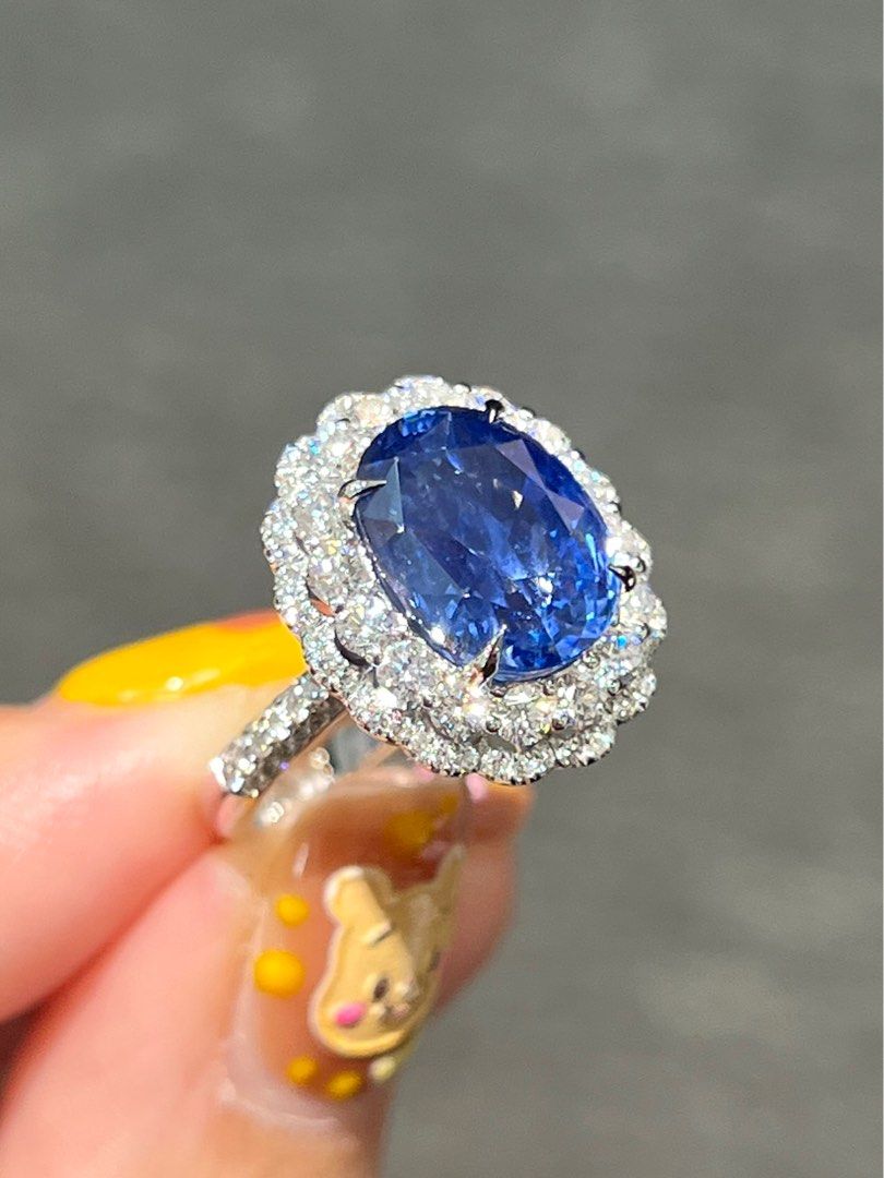 Natural Unheated Blue Sapphire Ring 7.26ct Set With Natural
