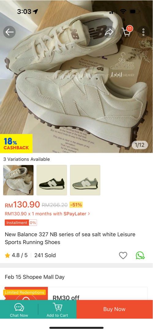 New balance 327 NB series of sea salt white leisure sports running